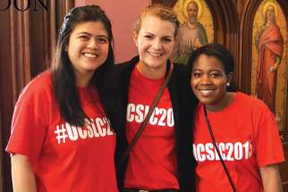 Chanelle Robinson, right, poses with fellow OCSLC volunteers, Sophia Mutuc, left, and Natalie Rosedale, middle.