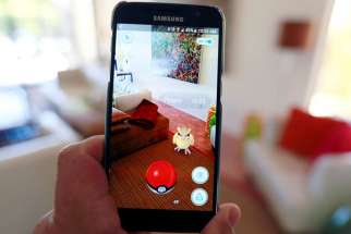 The augmented reality mobile game &quot;Pokemon Go&quot; by Nintendo is shown on a smartphone screen in this photo illustration taken in Palm Springs, California on July 11, 2016.