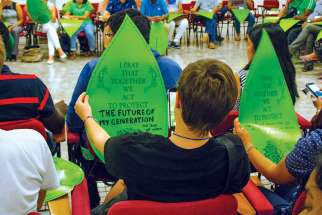 Youth leaders share their hopes for change during an environmental event hosted by Green Faith.