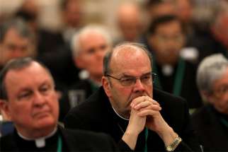 Bishops listen to speakers on the first day of the spring general assembly of the U.S. Conference of Catholic Bishops in Baltimore June 11, 2019.
