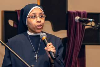Sr. Teresa Joseph of the Sisters of Our Lady Immaculate her vocation story to more than 700 youth at the annual Ordinandi Youth Event March 5 in Toronto. 