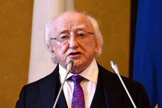 President Michael D. Higgins of Ireland delivers his address during the State of the Union conference in Florence, Italy, May 10. During a June 5 ceremony in Dublin, Higgins honored and apologized to women who once labored in the country&#039;s Magdalene laundries that were run by religious orders.