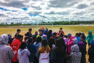 Players from the Bishop Marrocco/Thomas Merton Royals run a soccer camp in the northern community of Attawapiskat. The team is raising funds to head back north this summer to run another camp.