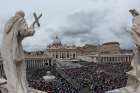 A large crowd is seen as Pope Francis celebrates the canonization Mass for Sts. John XXIII and John Paul II in St. Peter&#039;s Square at the Vatican April 27.