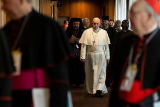 Pope Francis is seen Feb. 22, 2019, the second day of the Vatican meeting on the protection of minors. 