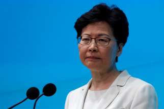 Hong Kong chief executive Carrie Lam June 18, 2019, reissued an apology to the Chinese territory&#039;s people for the conflict over an extradition law amendment that has provoked mass demonstrations. Cardinal John Tong Hon, apostolic administrator of the Diocese of Hong Kong, called on Lam to withdraw the bill.