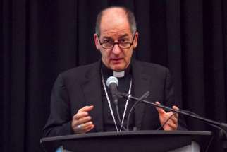 Archbishop Giampietro Dal Toso, president of the Pontifical Mission Societies, speaks to Canada’s bishops at their annual conference.