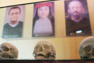 The skulls of, left to right, St. Martin de Porres, St. Rosa of Lima and St. John Macias were taken under high security and scanned as part of a 3-D project in Brazil.