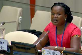 Anne Kioko, the founder and director of the African Organization for the Family, speaks at the 63rd session of the Commission on the Status of Women.