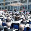 Pope Benedict XVI speaks at Rome&#039;s Sacred Heart University May 3. The pope spoke to hundreds of people, including Italian government officials, gathered in the square outside the auditorium of the university&#039;s Department of Medicine and Surgery.