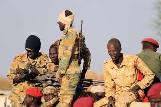 Armed members of the South Sudanese security forces are seen in Bentiu Jan. 21, 2019. Bishops of South Sudan say the peace process is not working, and they suggest more than a dozen ways to improve the situation. 