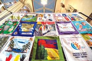 The Canadian Catholic Organization for Development and Peace’s “Solidarity Quilt” was on display at the 50th anniversary Mass in Toronto March 4.