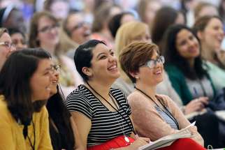 Young women attend a leadership forum for young Catholic women in 2016 at The Catholic University of America in Washington. In dioceses across the U.S., the 300 attendees are now implementing their &quot;action plans,&quot; new initiatives inspired by their gifts, interests and leadership skills.