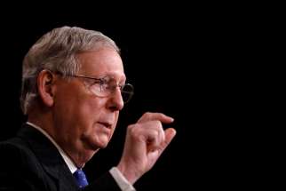 U.S. Senate Majority Leader Mitch McConnell, R-Ky., is seen on Capitol Hill April 7. Republicans&#039; effort to pass a health care bill in the Senate collapsed July 17.