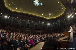 Pope Francis addresses a joint meeting of Congress at the U.S. Capitol in Washington Sept. 24. 