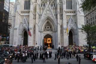 ope Francis arrives at St. Patrick&#039;s Cathedral in New York City for an evening prayer service Sept. 24.