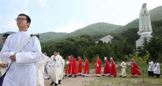 A Catholic ceremony takes place at the historic Chon Jin Am site in Gwangju, South Korea, June 24. The country is set to host about 30 countries for a five-day Asian Youth Day event that is focused on formation and spiritual life, particularly for youth leaders. The event will coincide with Pope Francis&#039; visit to that country, where he is scheduled to beatify 124 Korean martyrs.