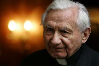 Msgr. Georg Ratzinger, a musician and retired Pope Benedict XVI&#039;s elder brother, died at age 96 July 1, 2020. Msgr. Ratzinger is pictured in a file photo.