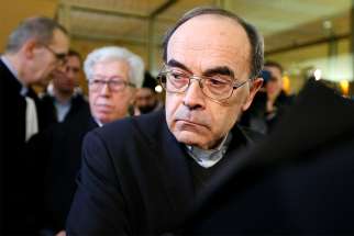 French Cardinal Philippe Barbarin of Lyon arrives at the courthouse Jan. 7 in Lyon. Cardinal Barbarin and others are on trial for failing to discipline a local priest who allegedly abused children while running a Scout group in the 1980s. 
