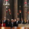 U.S. President Barack Obama tours the Church of the Nativity in Bethlehem, West Bank, March 22 with Palestinian Authority President Mahmoud Abbas, center; U.S. Secretary of State John Kerry, third from left; and Bethlehem Mayor Vera Baboun, second from left.