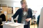 A student at Burnaby Mountain Secondary cast her vote in the Student Vote mock election. Student Vote is organized by CIVIX, a non-partisan national charity dedicated to helping youth discover and use their rights as citizens.