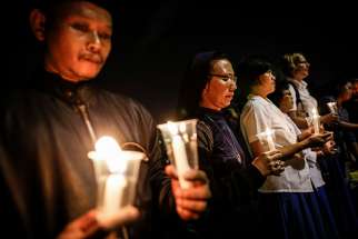 Indonesian activists hold candles during a 2016 candlelight protest against death penalty executions outside the presidential palace in Jakarta. Indonesia has rejected the possibility of abolishing the death penalty at a United Nations hearing reviewing the country&#039;s human rights situation. 