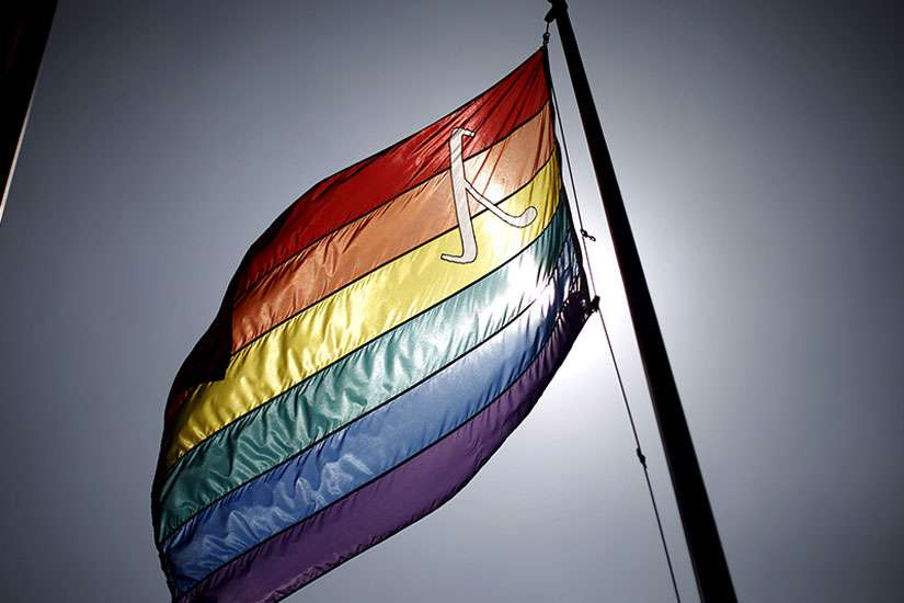 An LGBT lambda equality flag flies in West Hollywood, California, United States, on June 26, 2015.