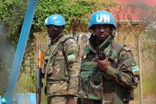 Rwandan peacekeepers serving in the U.N. Mission in Juba, South Sudan, July 20. The country&#039;s Christian leaders are seeking Pope Francis&#039; support as they work towards peace.
