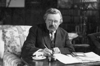 G.K. Chesterton at work. 