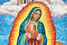 A mosaic depicts Our Lady of Guadalupe at a shrine to her at St. Juan Diego Catholic Church in Pasadena, Texas.