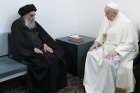 Pope Francis and Ayatollah Ali al-Sistani, one of Shiite Islam&#039;s most authoritative figures, meet during a courtesy visit in Najaf, Iraq, March 6, 2021.
