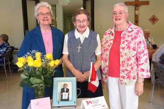 Sister Elizabeth Kass at a celebration after becoming a Canadian citizen in her 80s, May 2016.