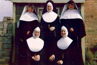The five Straus sisters, back row, from left: Sr. Michaeline, Sr. Caroline, Sr. Mildred; front row, Sr. Christina, Sr. Lucy.