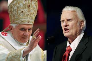 Pope Benedict XVI, left, and evangelist Billy Graham.