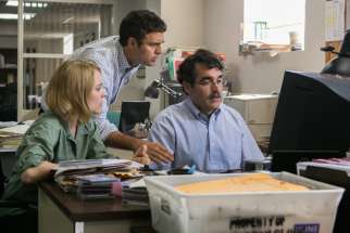 Rachel McAdams, Mark Ruffalo and Brian d’Arcy James star in a scene from the movie Spotlight, a look into the real-life events leading up to the disclosure of clergy abuse in the Archdiocese of Boston.