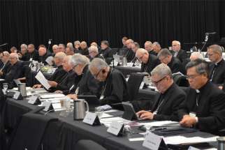  Canadian bishops attend their 2019 annual plenary meeting in Cornwall, Ontario. This year&#039;s assembly will get underway virtually Sept. 21.