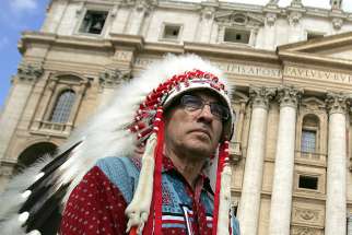 Phil Fontaine, former leader of the Assembly of the First Nations, received an apology from Pope Emeritus Benedict XVI during his visit at the Vatican April 29, 2009. 