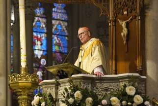 New York Cardinal Timothy M. Dolan delivers his homily during Easter Mass at St. Patrick&#039;s Cathedral in New York City March 31, 2024. Cardinal Dolan will visit Israel and Palestine April 12-18 in his role as chair of Catholic Near East Welfare Association.