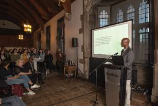 Leo Kabalisa tells the story of how 25 years ago he survived the Rwandan genocide. He was part of the launch of a book and a photo exhibition called And I Live On at the University of Toronto’s Hart House.