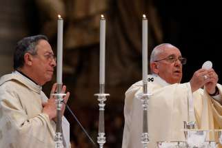 Cardinal Oscar Rodriguez Maradiaga, left, coordinator of the Council of Cardinals, publicly expressed his support for Pope Francis who has met with a handful of challenges to his authority in recent months.
