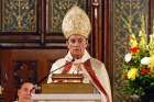 Lebanese Cardinal Bechara Rai, patriarch of the Maronite Catholic Church, delivers his homily during the Divine Liturgy June 26 at Our Lady of Lebanon Maronite Cathedral in Brooklyn, N.Y. Cardinal Rai arrived in the U.S. June 22 to begin a pastoral visit that concludes July 10.