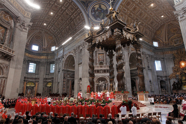 Pope Benedict XVI celebrates Mass on the feast of Sts. Peter and Paul in St. Peter's Basilica at the Vatican June 29.
