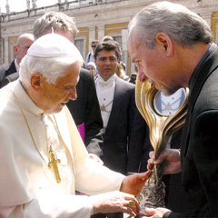 Pope Benedict XVI accepts a monstrance