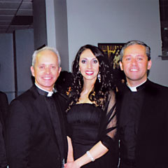 Singer Rosanna Riverso with Sony Recording artists The Priests. Riverso was a soloist at the show The Priests performed in December at Toronto’s St. Paul’s Basilica. 