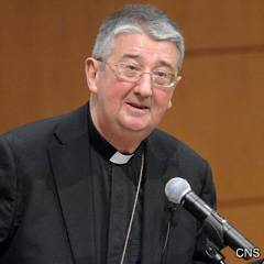 Archbishop Diarmuid Martin of Dublin, Ireland, speaks April 4 at Marquette University Law School in Milwaukee during an international conference on the clergy sex abuse scandal. Archbishop Martin was harsh in his assessment of most of the priest abusers he has met since becoming archbishop of Dublin in 2004. (CNS photo/Mike Gryniewicz, Marquette University Law School)