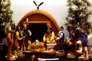 An indigenous creche scene. Nancy Mallett has been collecting creches from all over the world for an annual exhibit.
