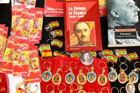 Souvenirs are displayed at a 2019 demonstration in Madrid against the exhumation of Spain&#039;s former dictator, Gen. Francisco Franco. The Vatican released a statement July 21, 2020, distancing itself from any involvement in the Spanish government&#039;s decision to exhume Franco&#039;s remains, a divisive issue in that country.