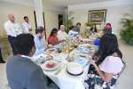  Pope Francis has lunch with a group of World Youth Day pilgrims at the San Jose seminary in Panama City Jan. 26, 2019. 