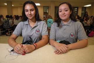 BMTM&#039;s Grade 9 students Dorina Vadasz and Mireya Salas.