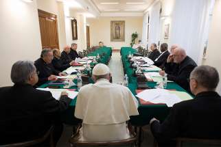 Pope Francis leads the 18th meeting of his Council of Cardinals at the Vatican Feb. 13, 2017. 
